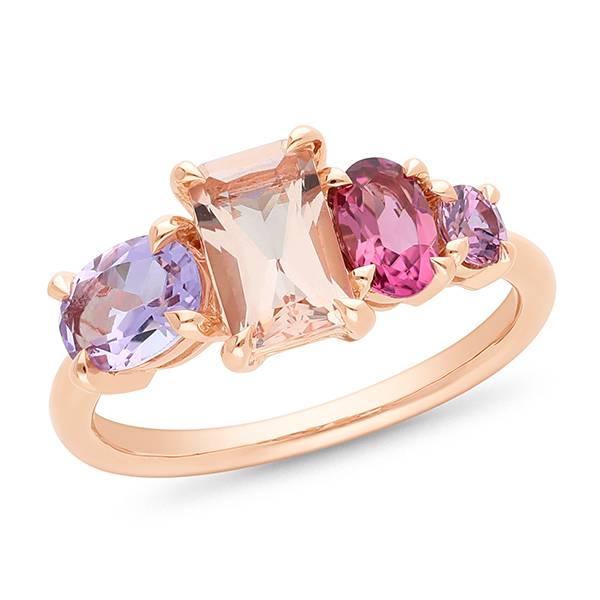 Rose Gold Multi Gemstone Dress Ring