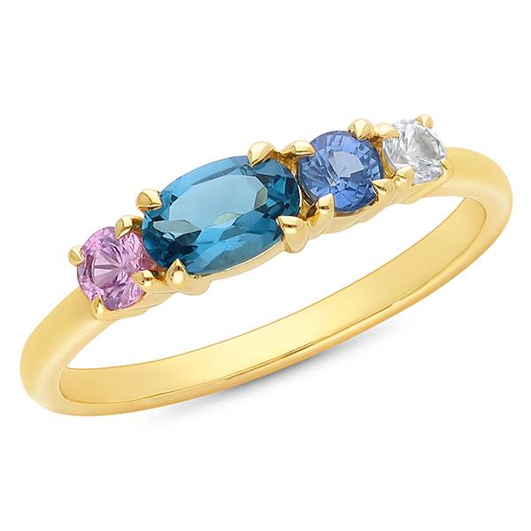 Multi-Sapphire and London Blue Topaz Ring