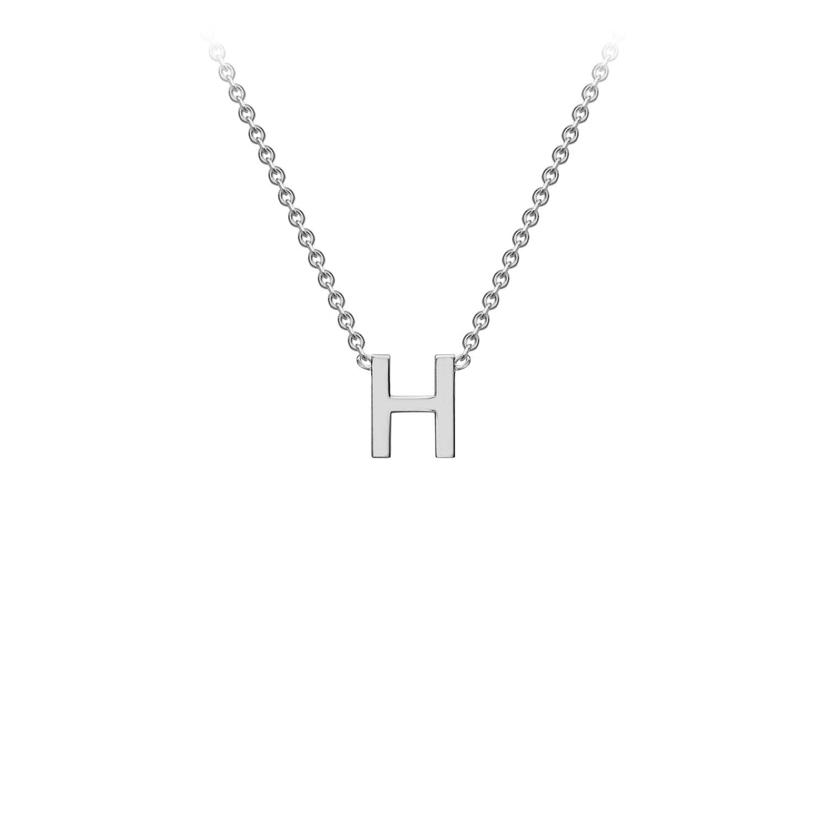 9ct White Gold 'H' Initial Adjustable Letter Necklace 38/43cm