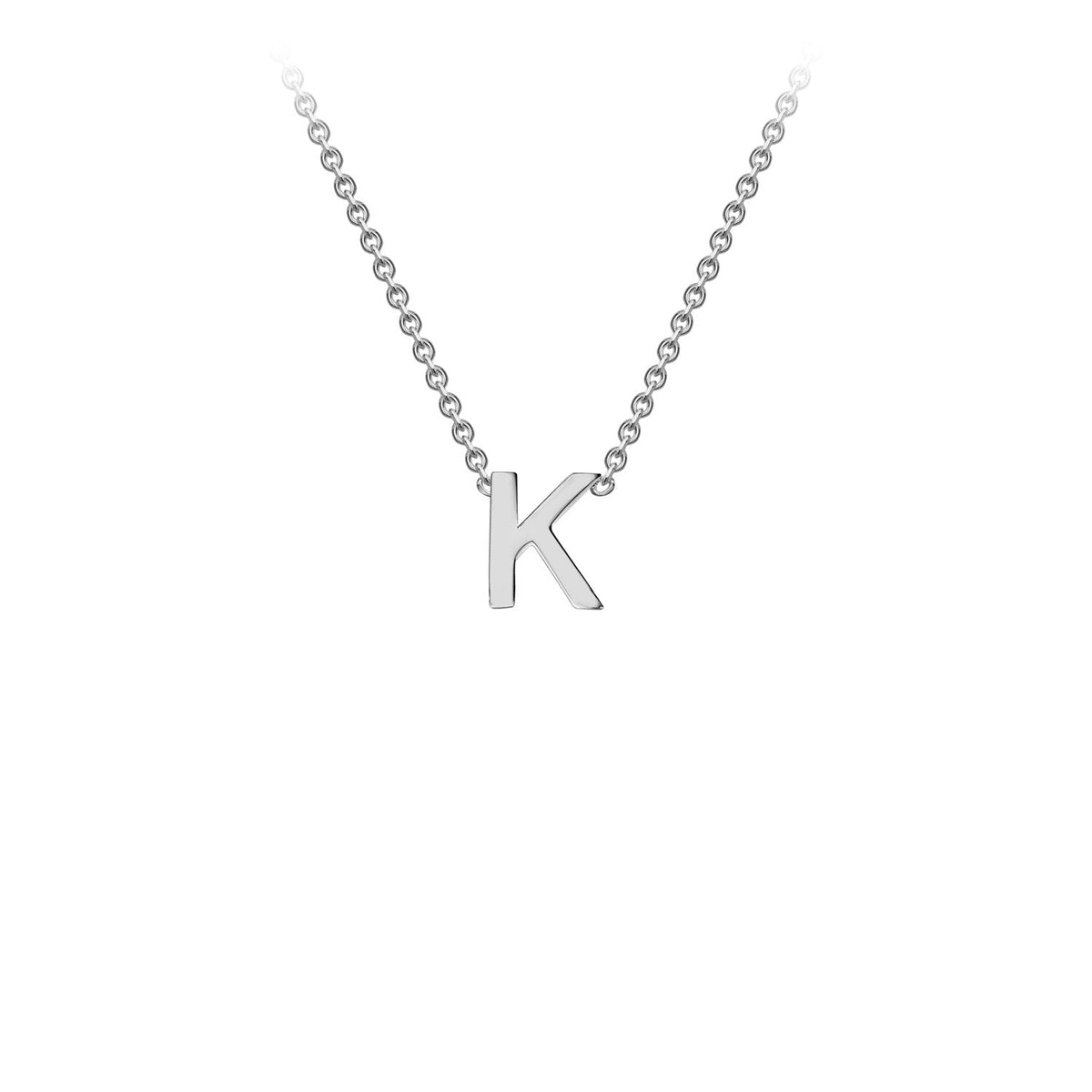 9ct White Gold 'K' Initial Adjustable Letter Necklace 38/43cm