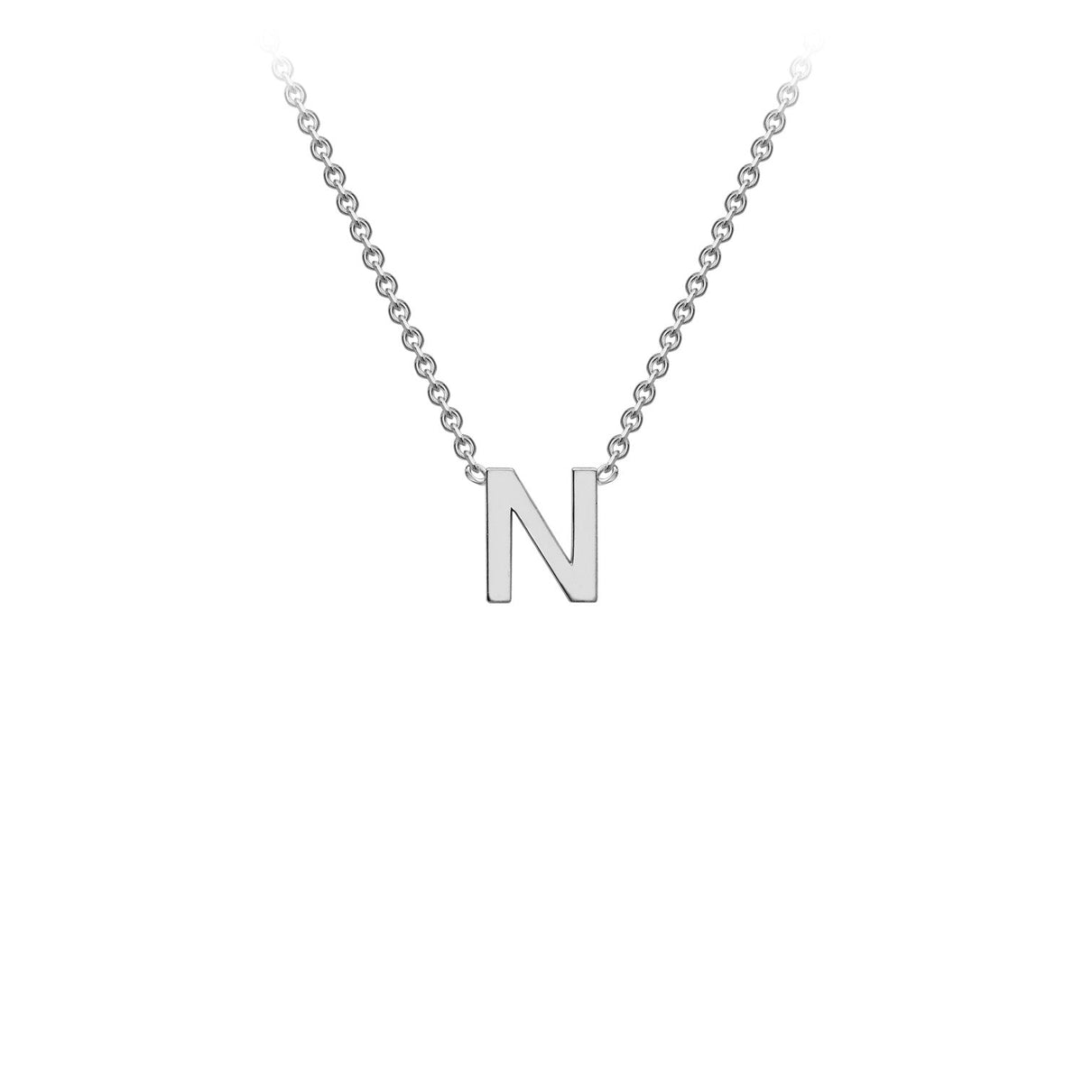 9ct White Gold 'N' Initial Adjustable Letter Necklace 38/43cm