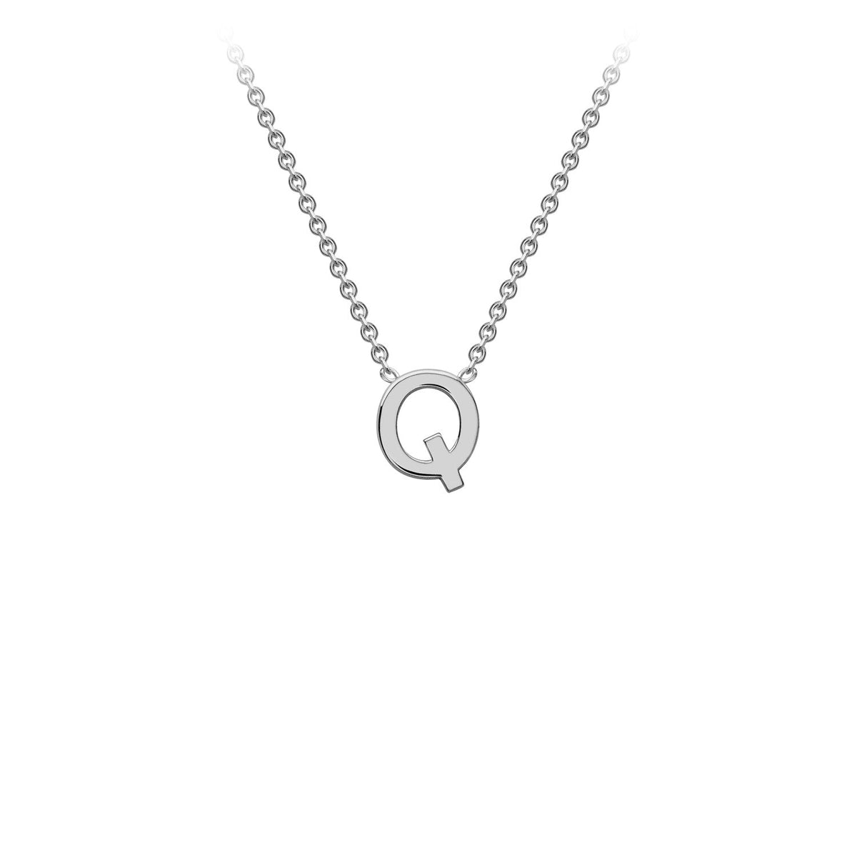 9ct White Gold 'Q' Initial Adjustable Letter Necklace 38/43cm