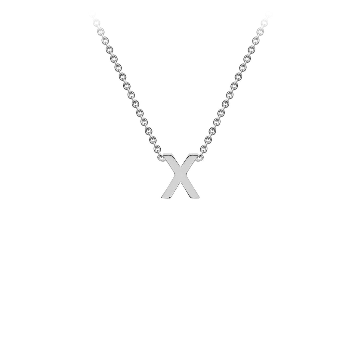 9ct White Gold 'X' Initial Adjustable Letter Necklace 38/43cm