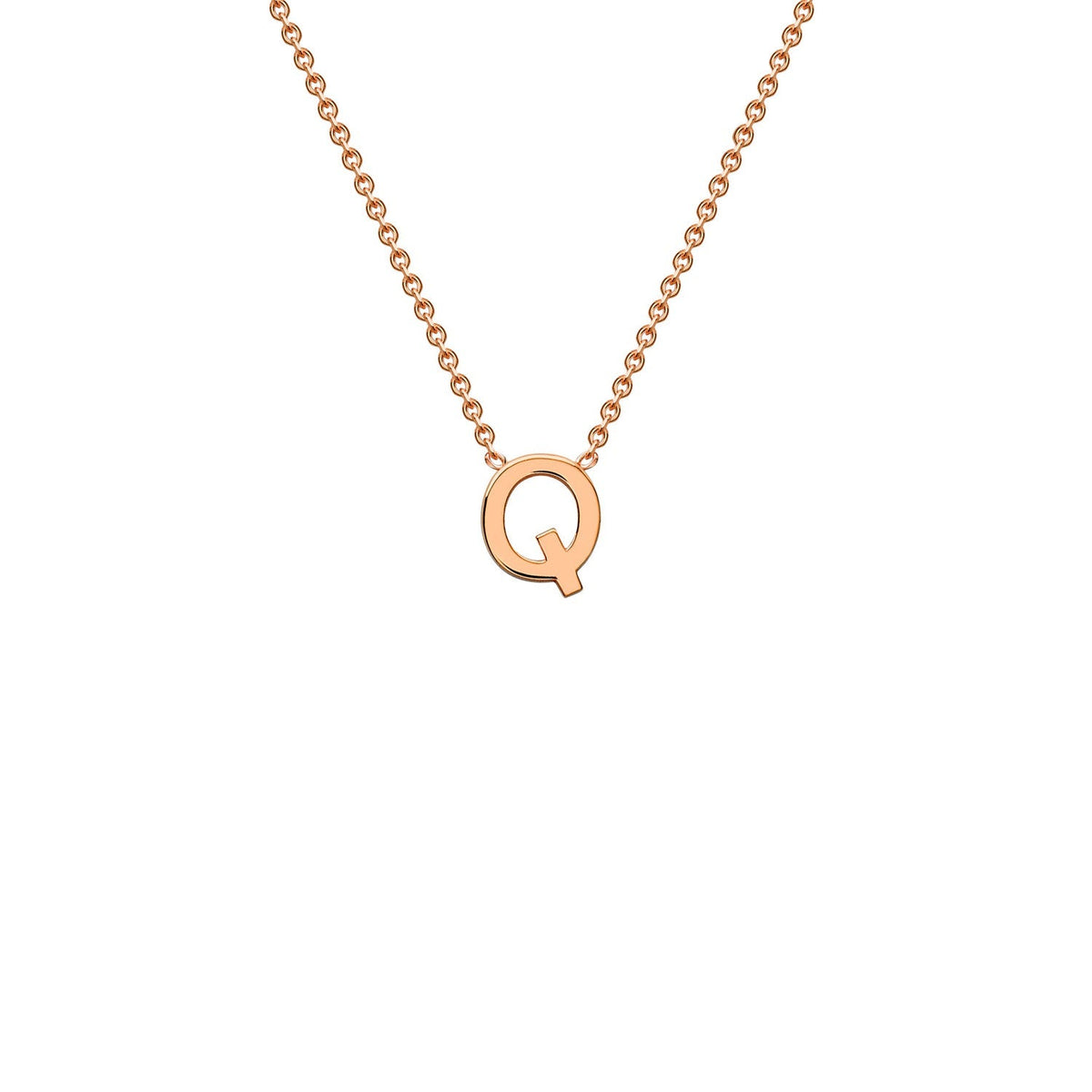 9ct Rose Gold 'Q' Initial Adjustable Letter Necklace 38/43cm