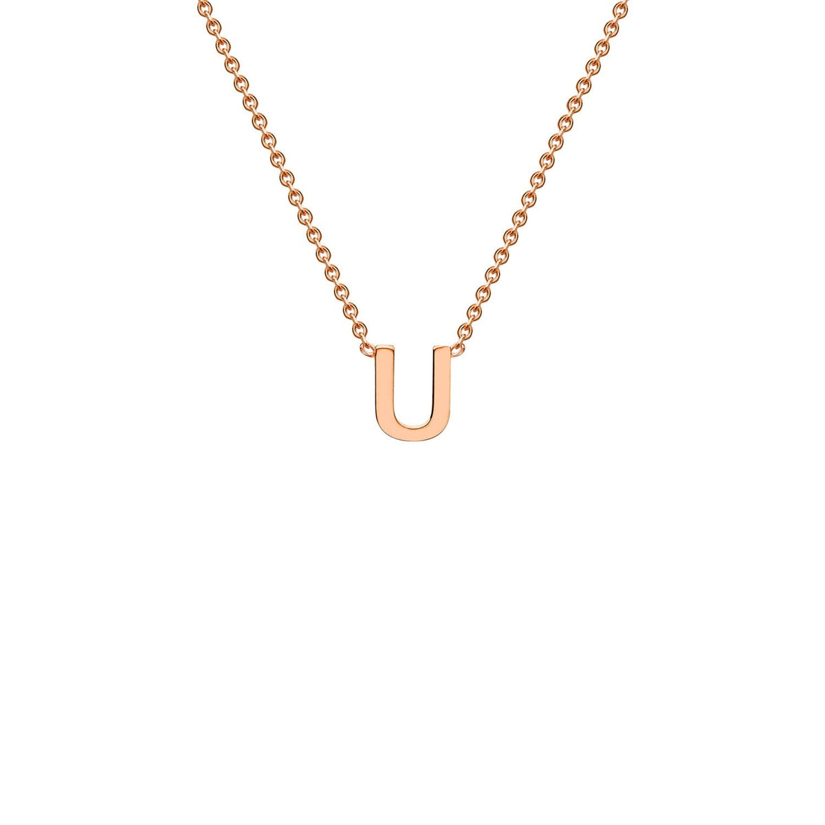 9ct Rose Gold 'U' Initial Adjustable Letter Necklace 38/43cm