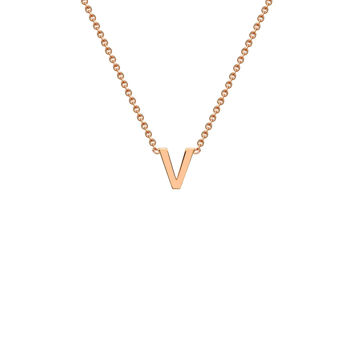 9ct Rose Gold 'V' Initial Adjustable Letter Necklace 38/43cm