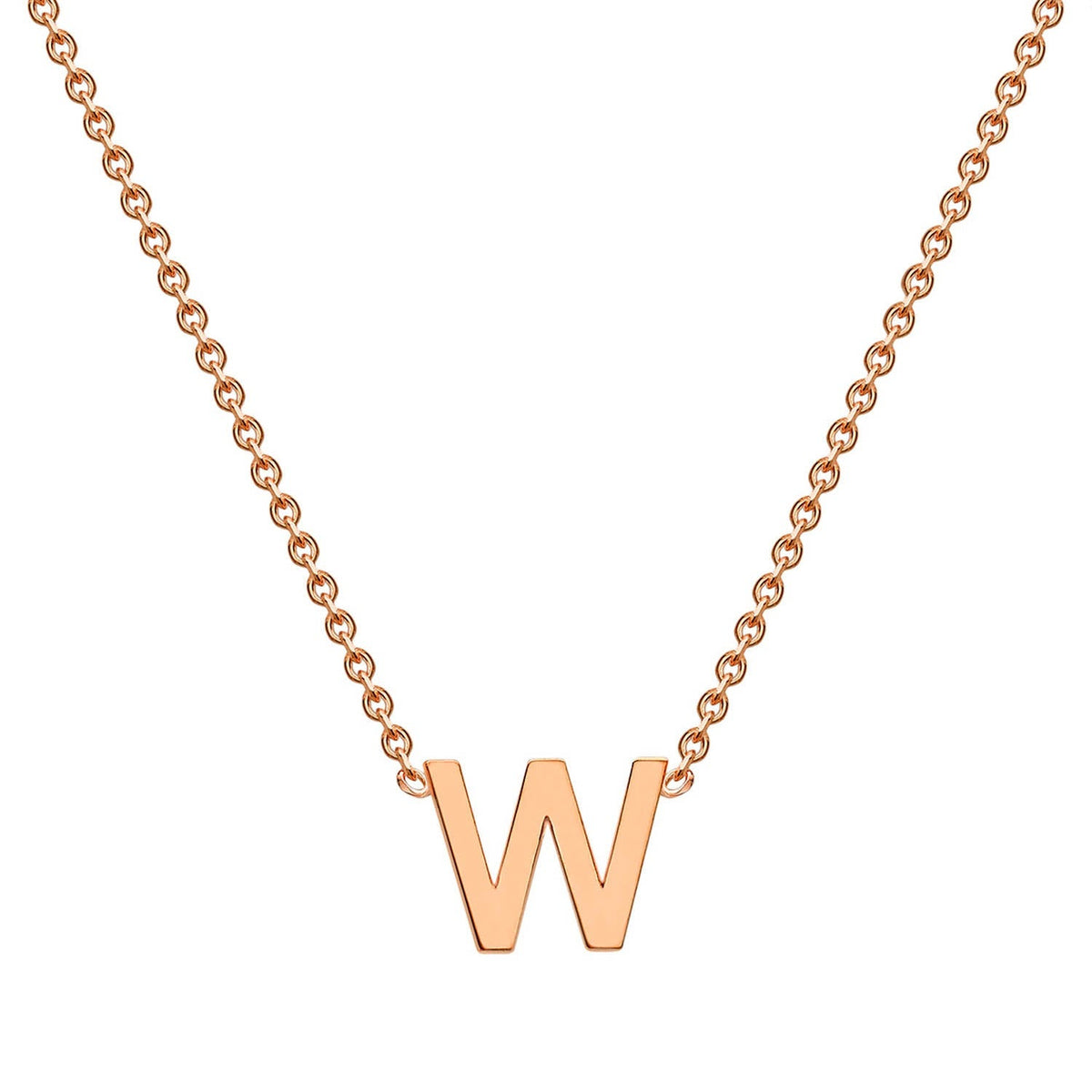 9ct Rose Gold 'W' Initial Adjustable Letter Necklace 38/43cm