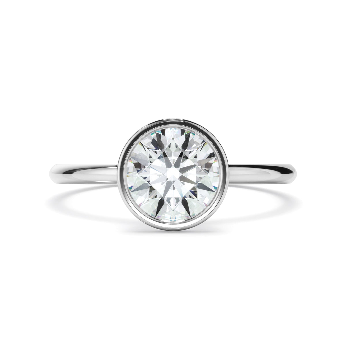 Round Brilliant Cut Diamond Solitaire Bezel Set Engagement Ring