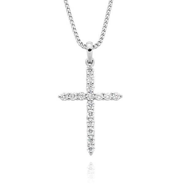 White gold diamond claw set cross