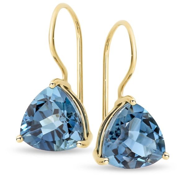 Trilliant cut london blue topaz earrings