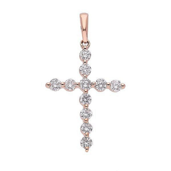 Fancy diamond rose gold cross