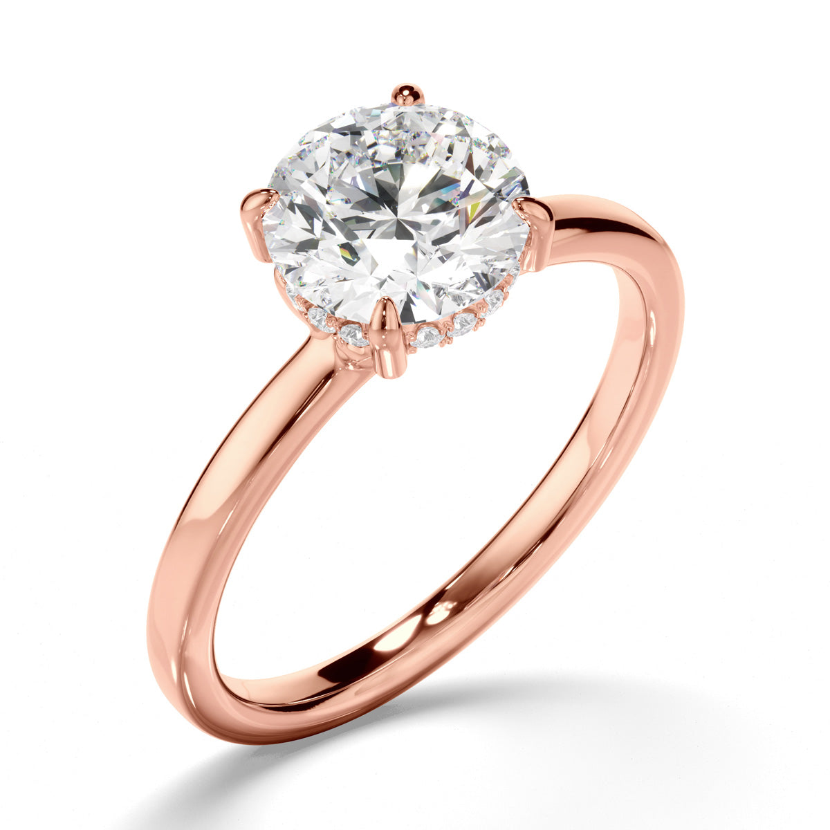 Round Brilliant Cut Diamond Hidden Halo Engagement Ring