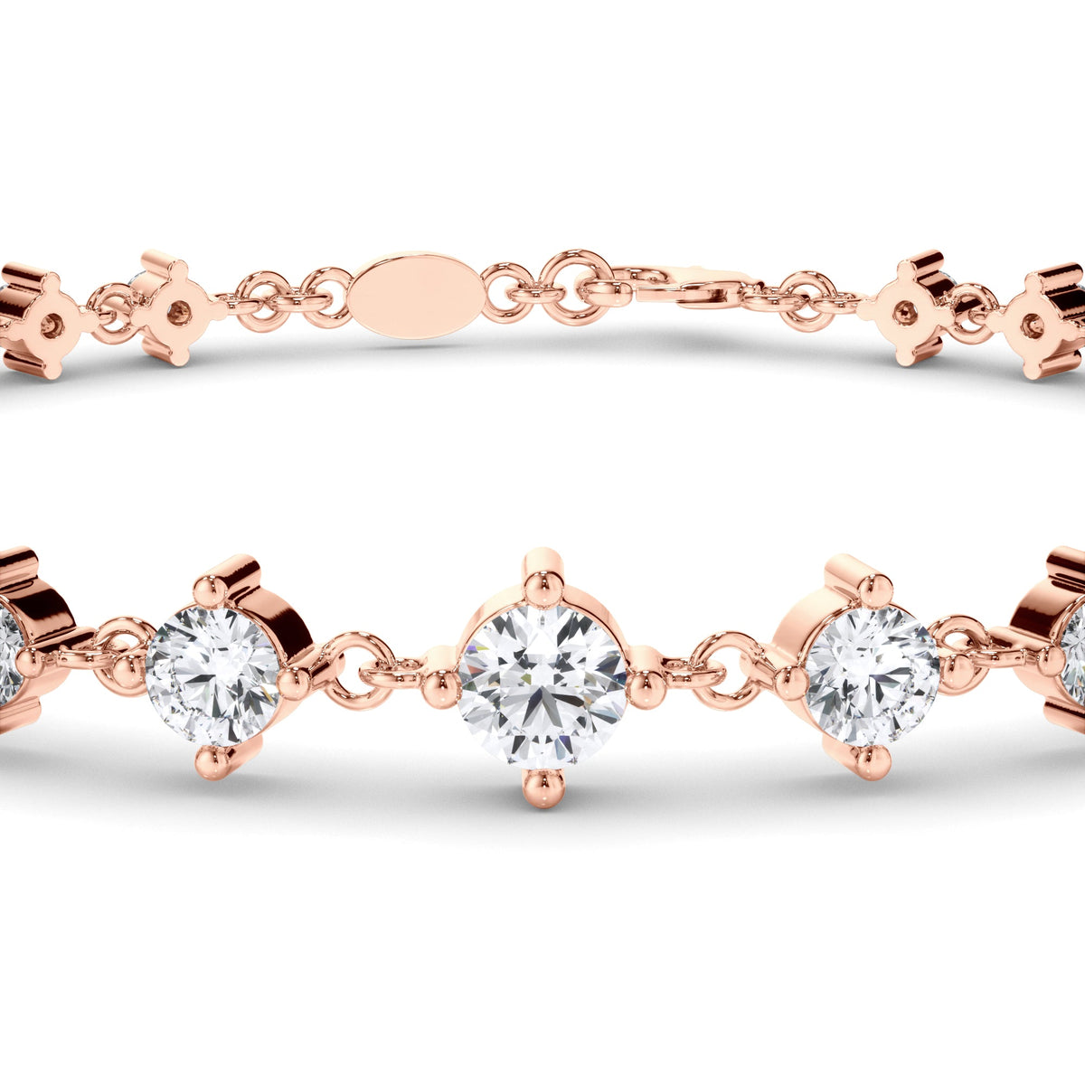 Round Brilliant Cut Natural Mined Diamond Tennis Bracelet
