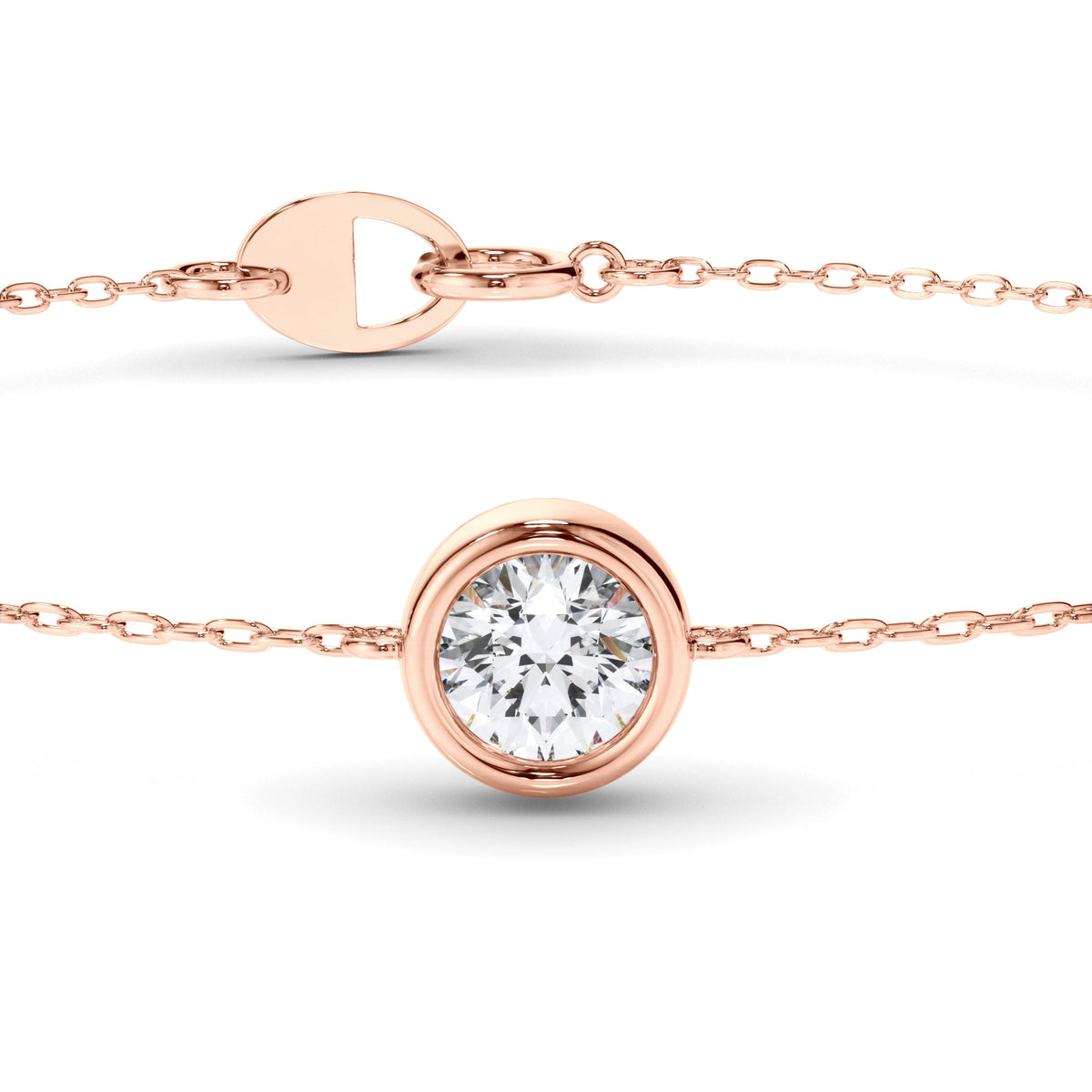 3-Stone Bezel Set Round Brilliant Cut Natural Mined Diamond Bracelet