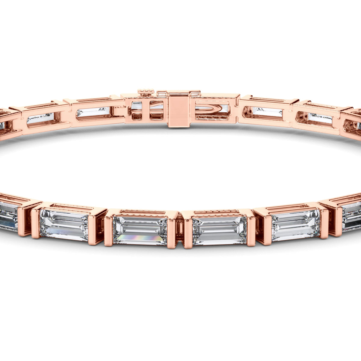 Baguette Cut Natural Mined Diamond Tennis Bracelet