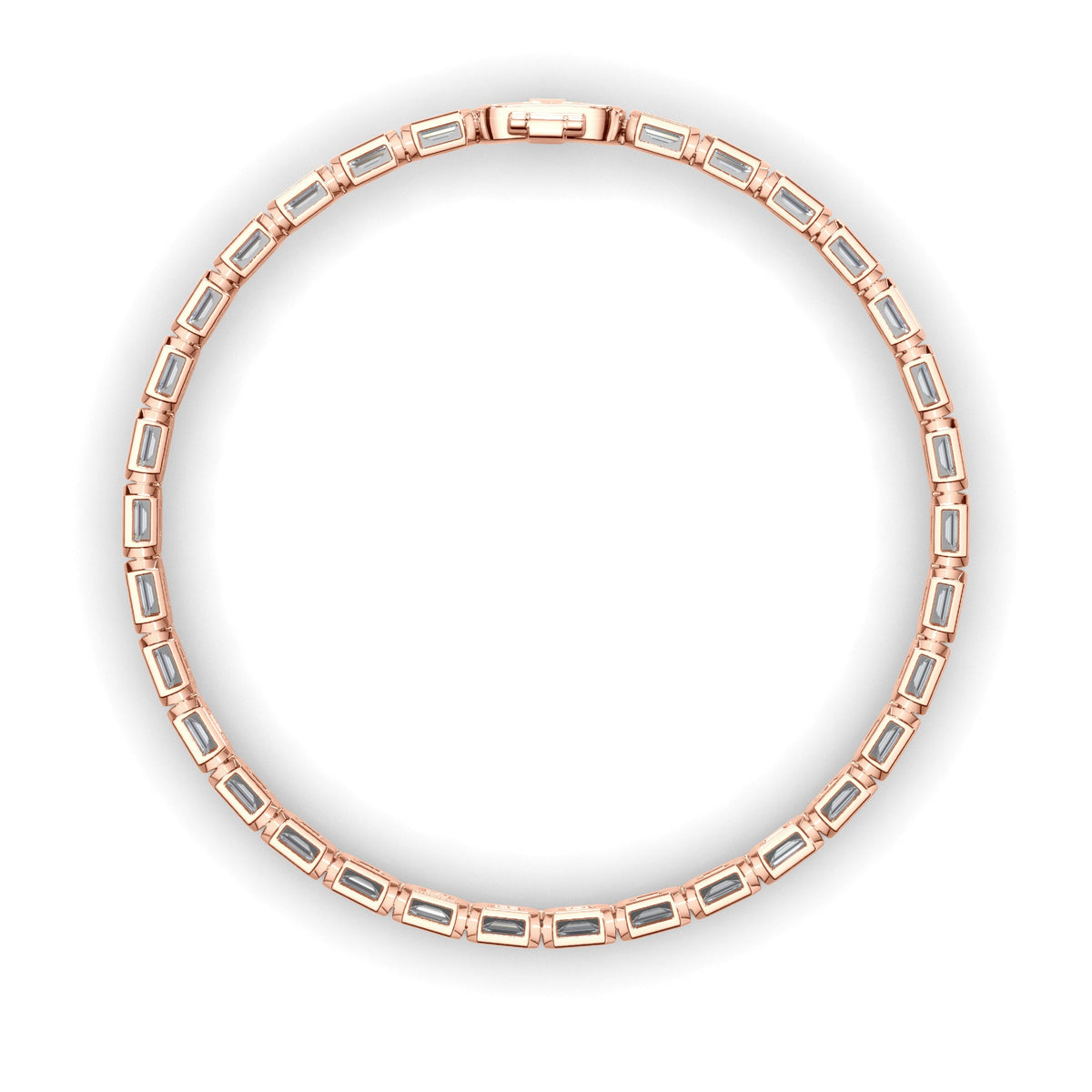 Emerald Cut Natural Mined Diamond Bezel Set Tennis Bracelet
