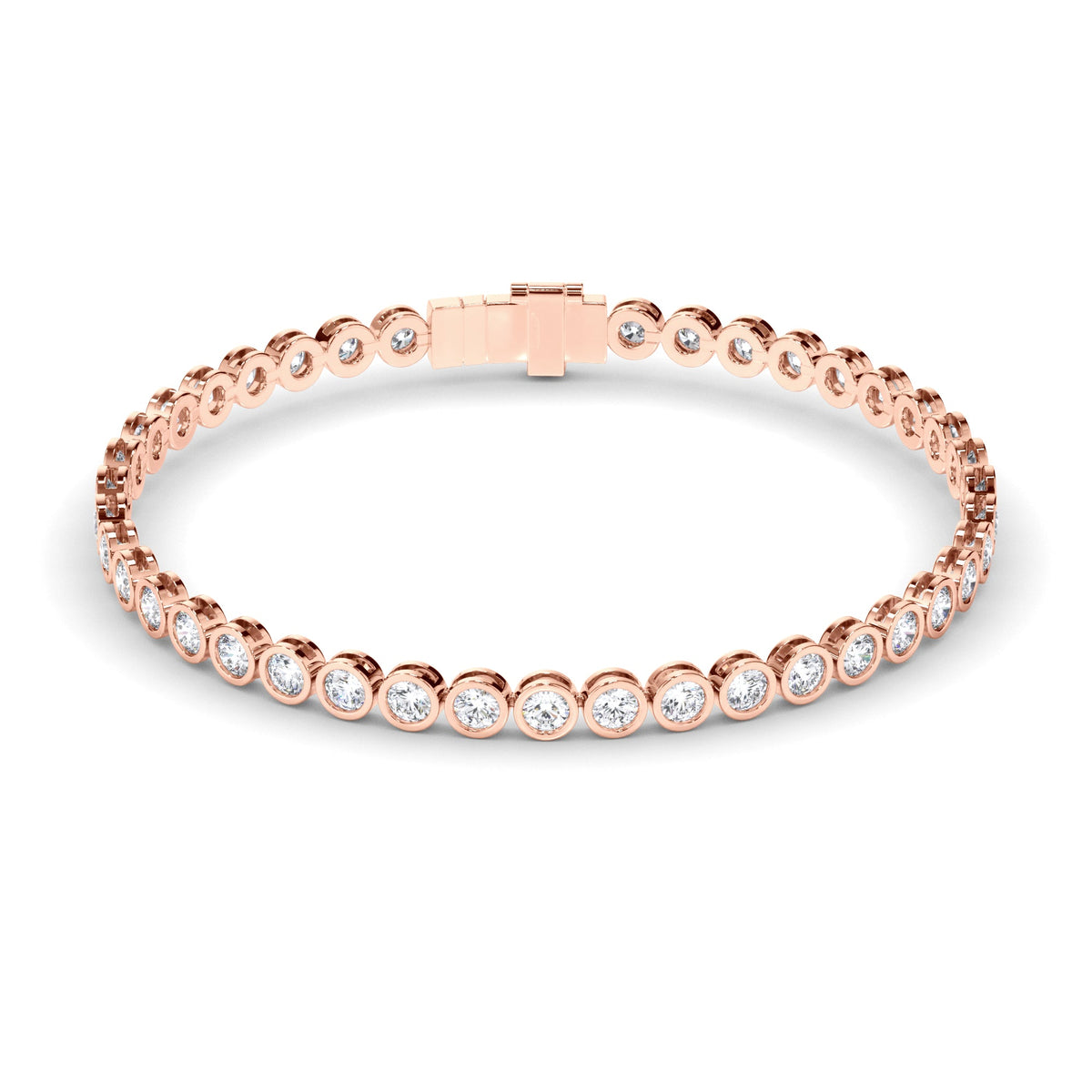 Round Brilliant Cut Natural Mined Diamond Bezel Set Tennis Bracelet