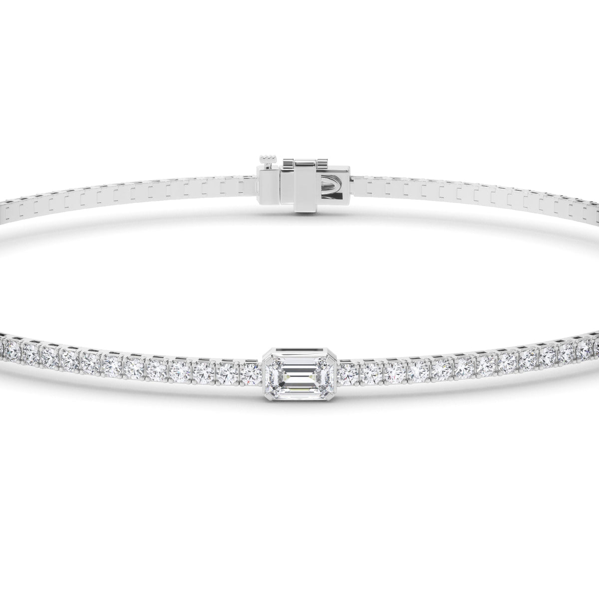 Emerald Cut Solitaire Natural Mined Diamond Tennis Bracelet