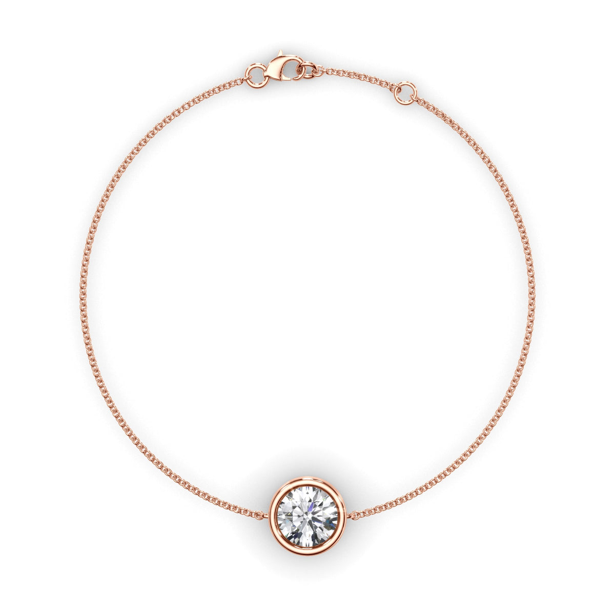 Round Brilliant Cut Diamond Bezel Set Bracelet