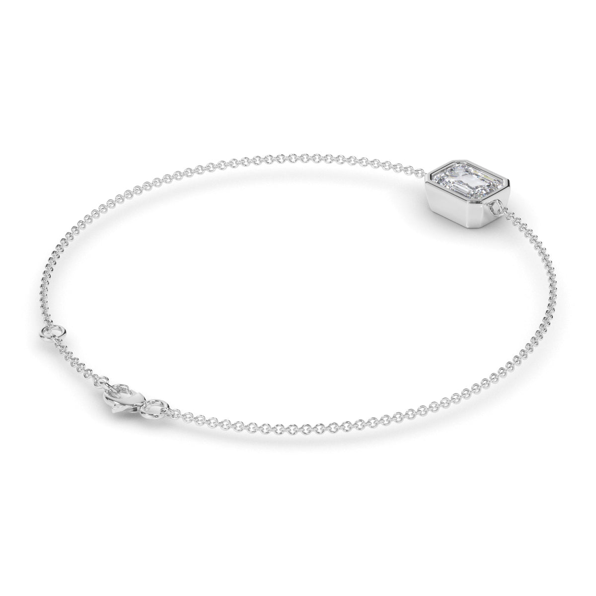 Emerald Cut Diamond Bezel Set Bracelet
