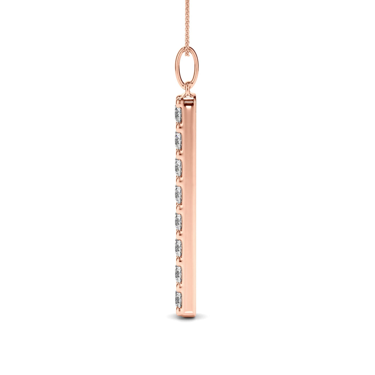 Round Brilliant Cut Diamond Drop Bar Pendant
