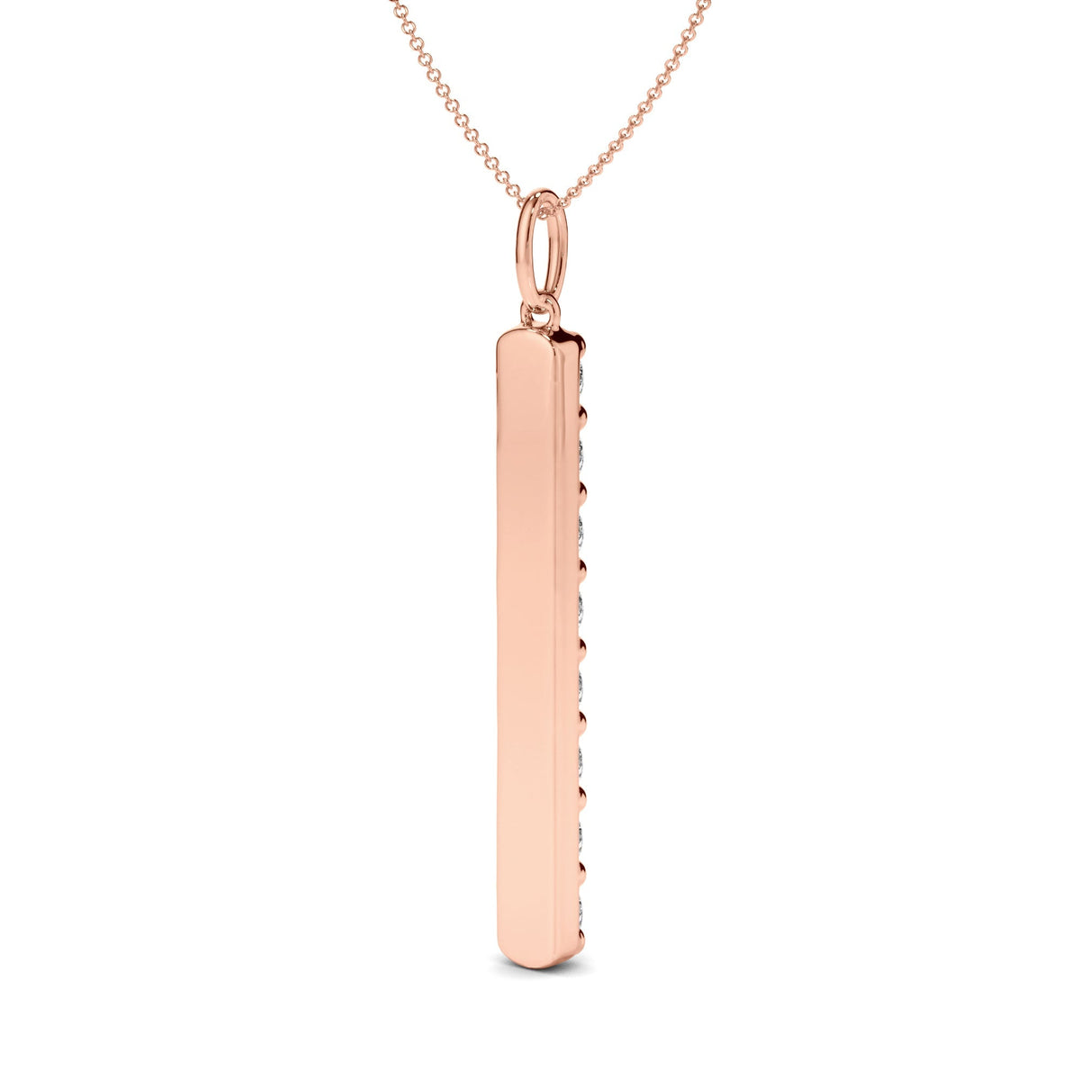 Round Brilliant Cut Diamond Drop Bar Pendant