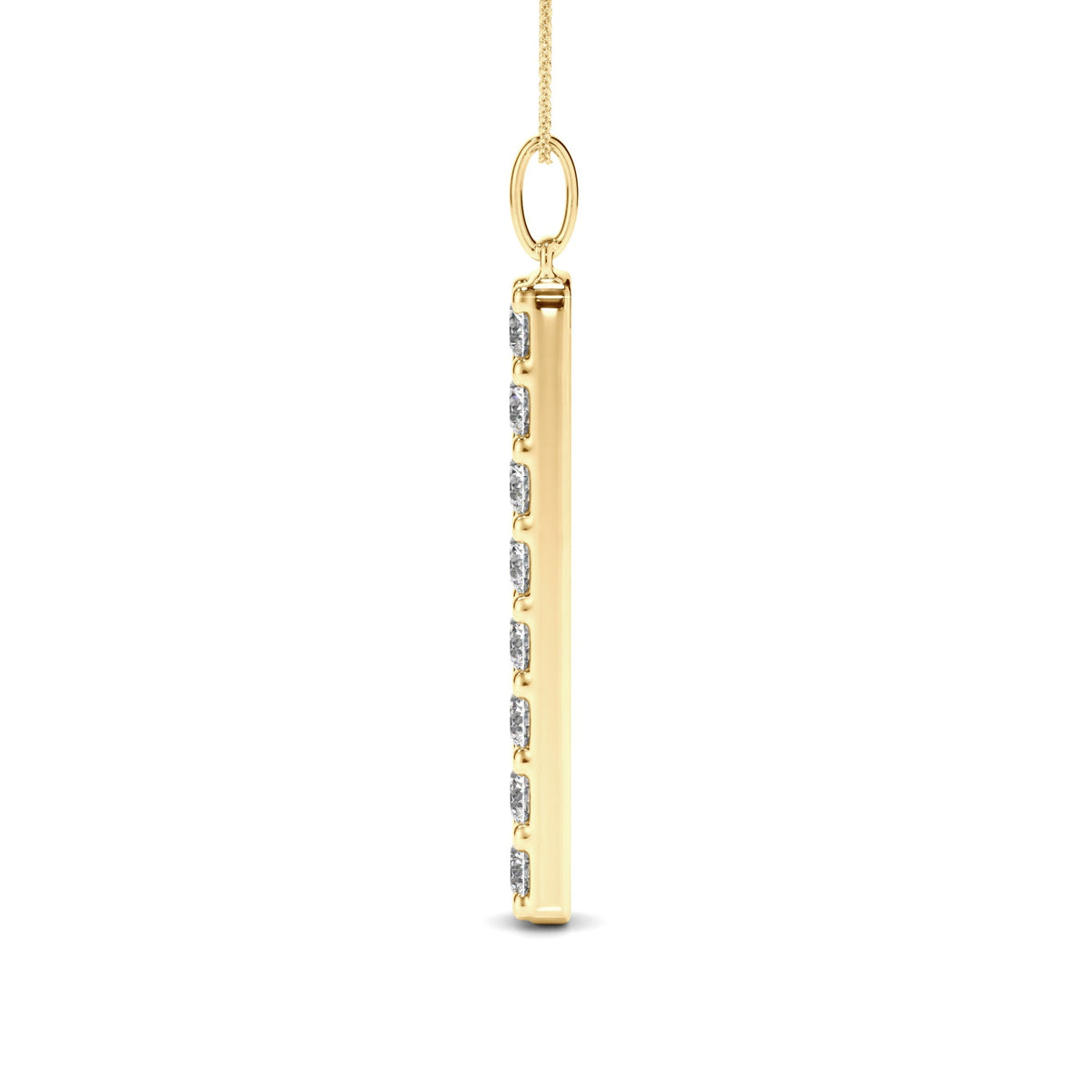 Round Brilliant Cut Diamond Drop Bar Pendant