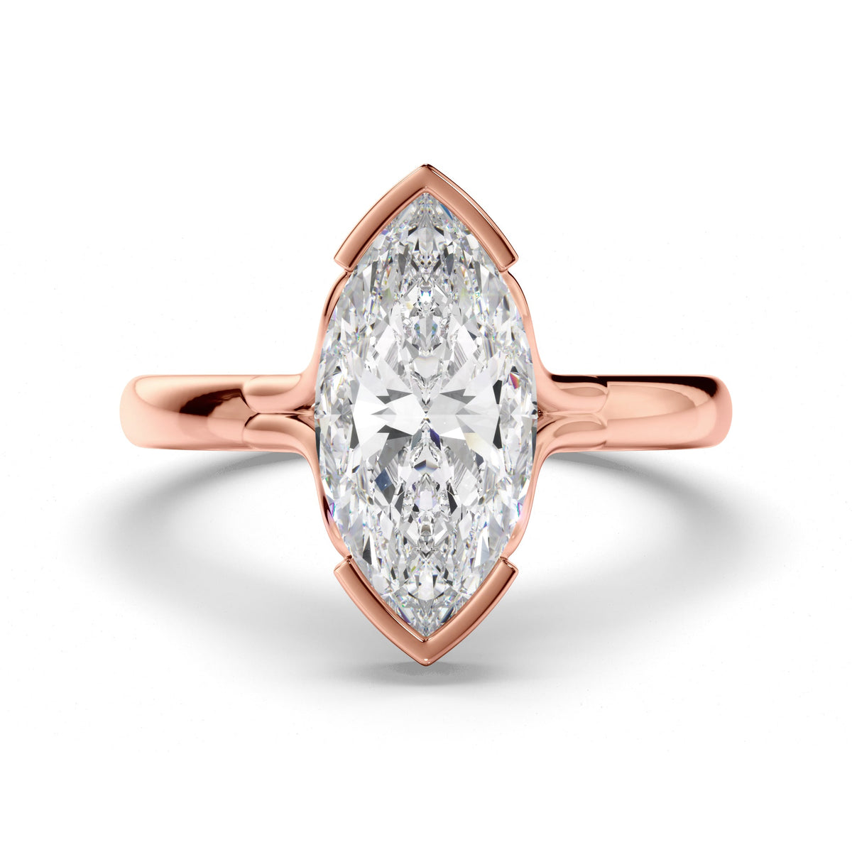 Marquise Cut Diamond Half-Bezel Set Engagement Ring