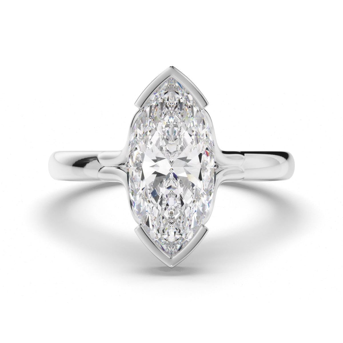 Marquise Cut Diamond Half-Bezel Set Engagement Ring