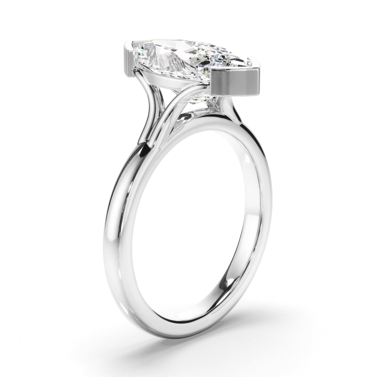 Marquise Cut Diamond Half-Bezel Set Engagement Ring