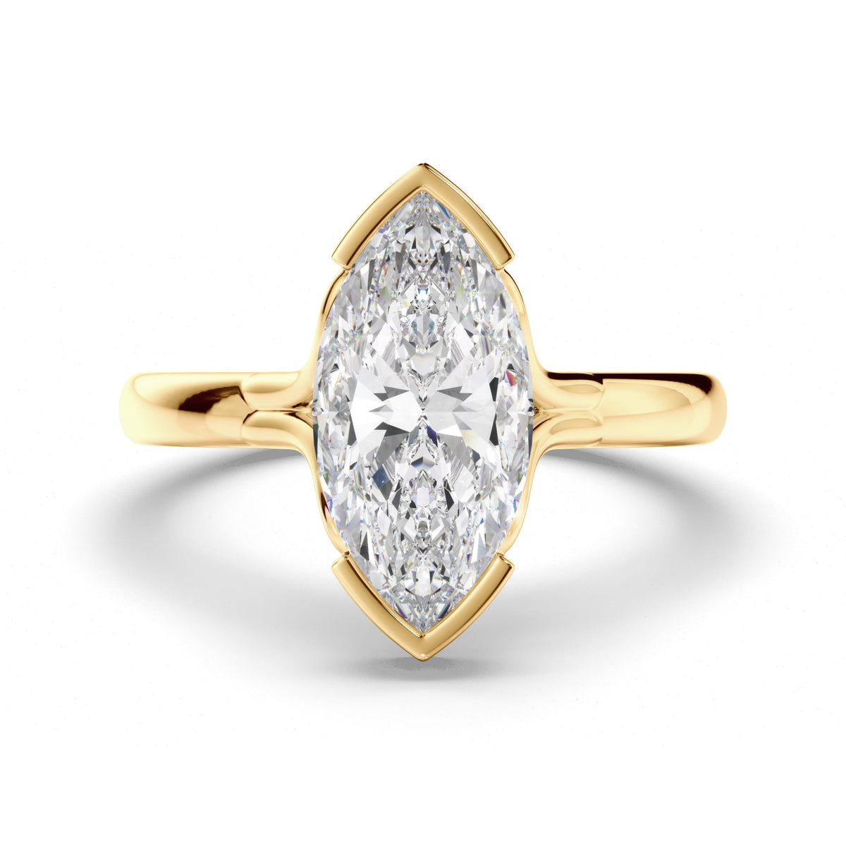 Marquise Cut Diamond Half-Bezel Set Engagement Ring