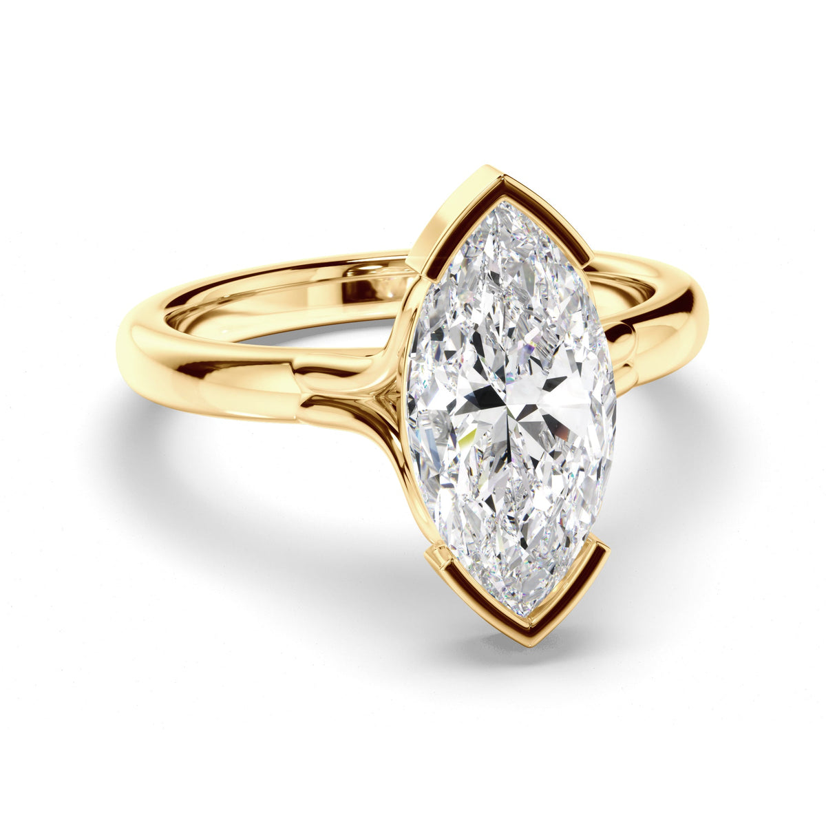 Marquise Cut Diamond Half-Bezel Set Engagement Ring