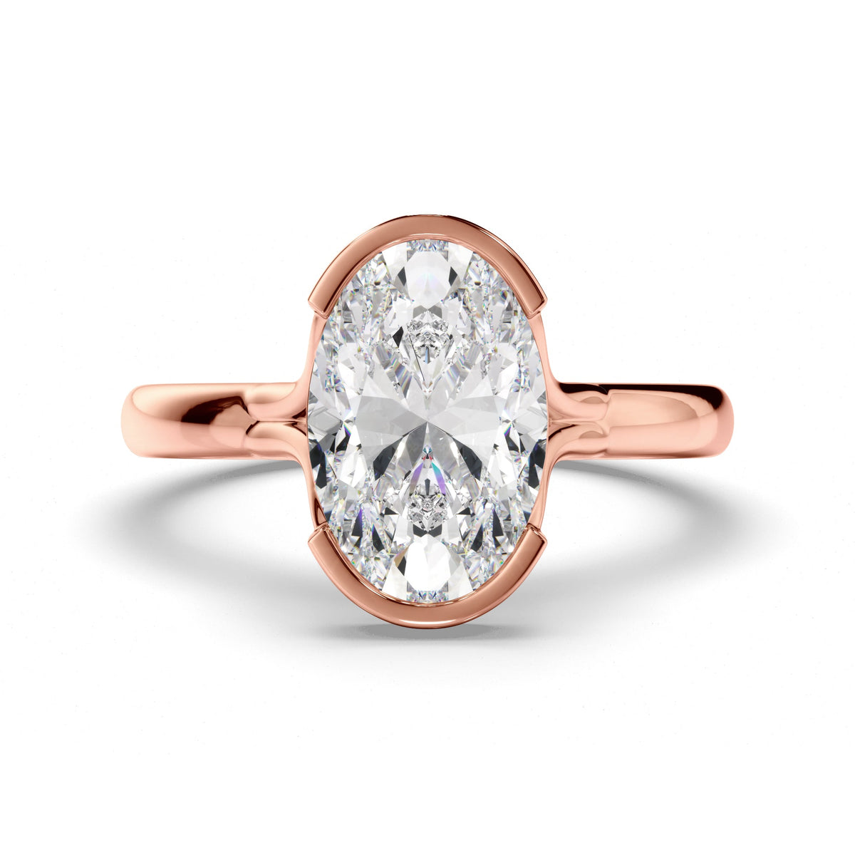 Oval Cut Diamond Half-Bezel Set Engagement Ring