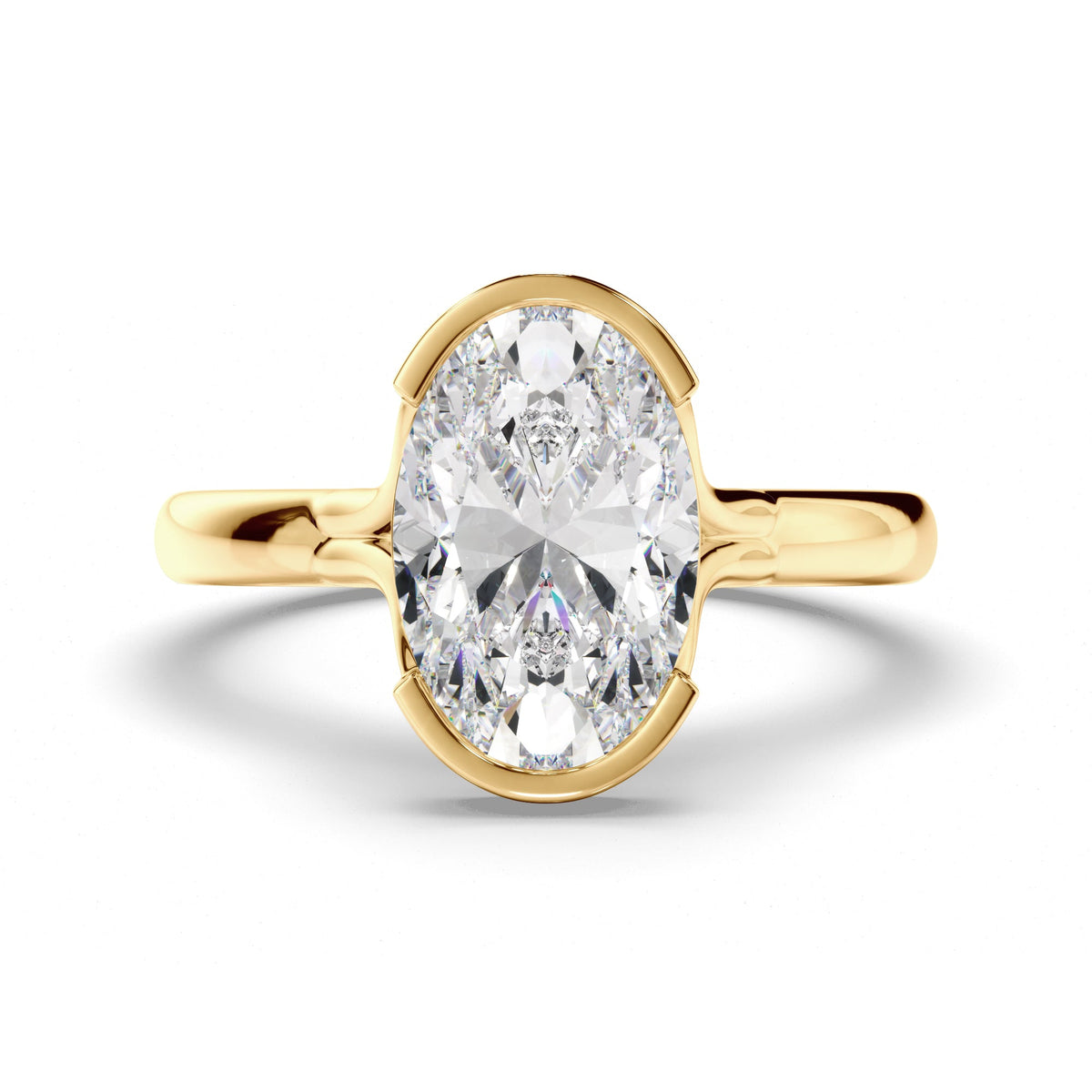 Oval Cut Diamond Half-Bezel Set Engagement Ring
