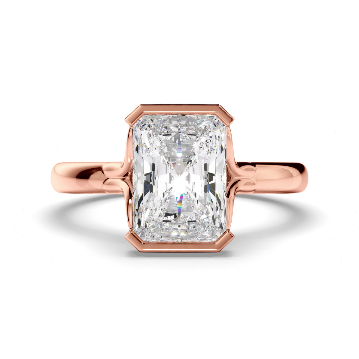 Radiant Cut Diamond Half-Bezel Set Engagement Ring