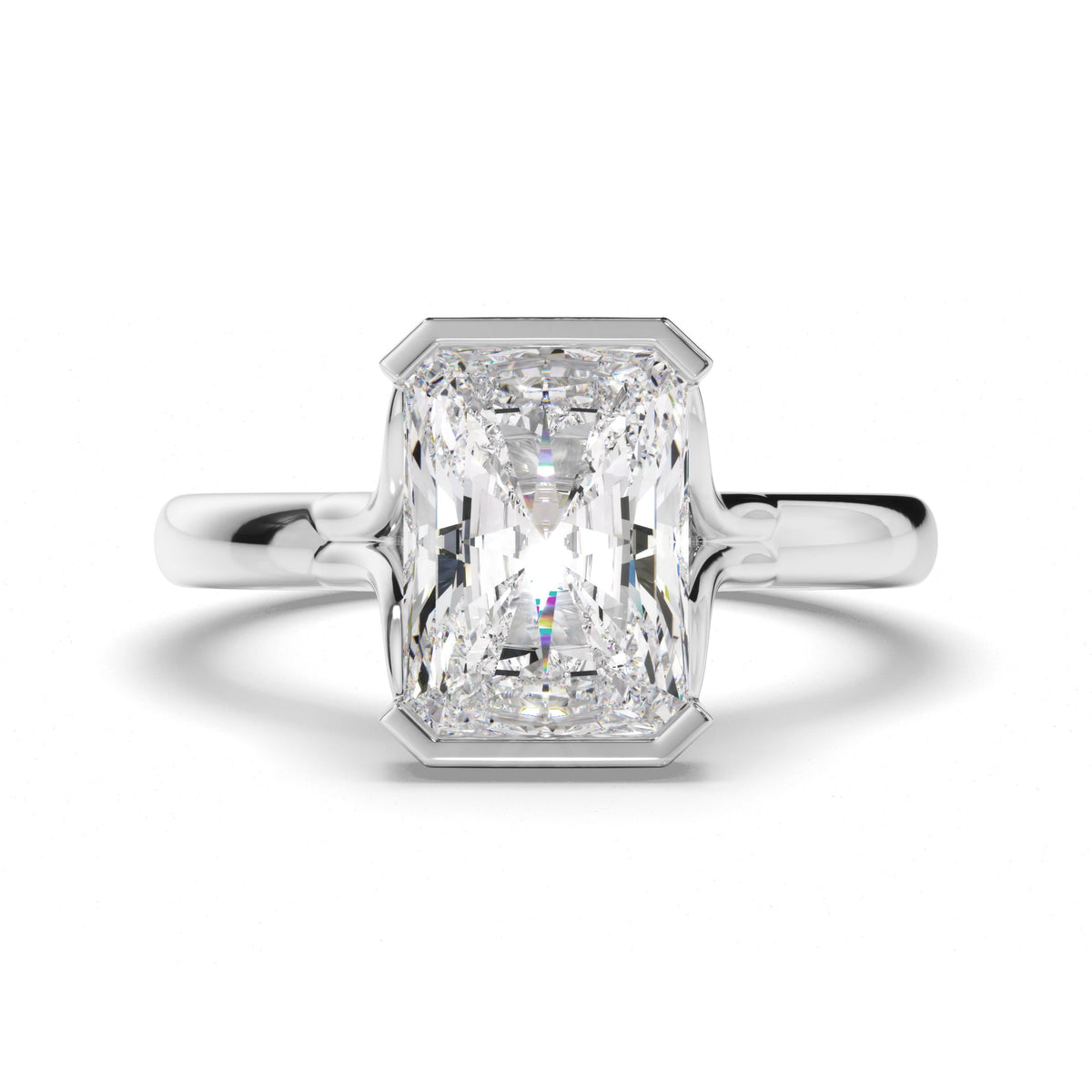 Radiant Cut Diamond Half-Bezel Set Engagement Ring