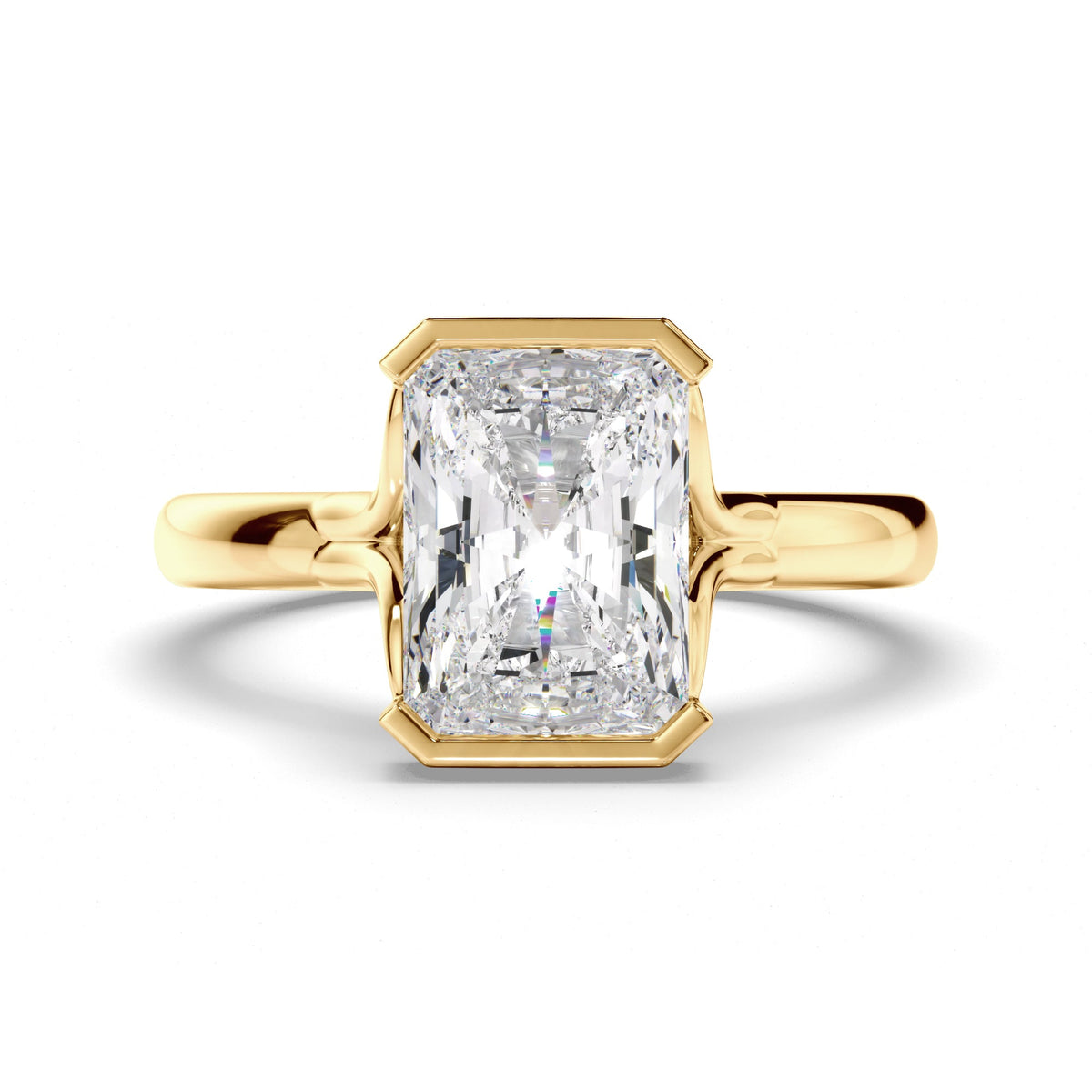 Radiant Cut Diamond Half-Bezel Set Engagement Ring