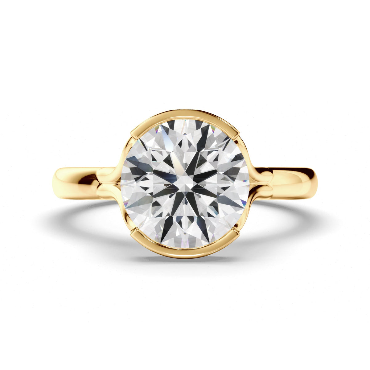 Round Brilliant Cut Diamond Half-Bezel Set Engagement Ring