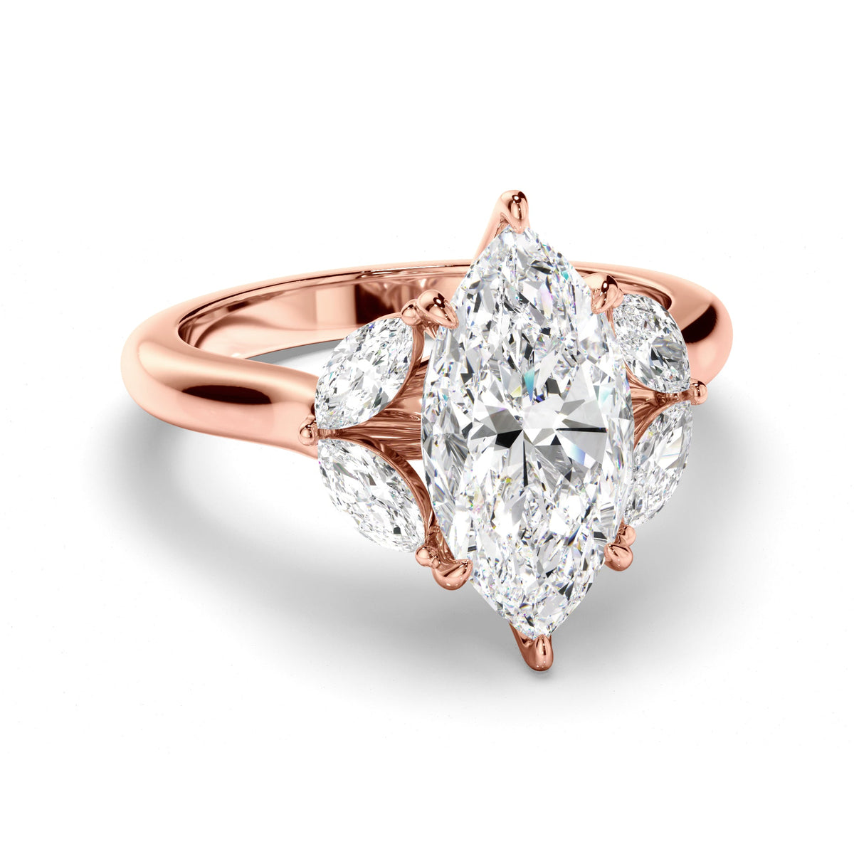 Marquise Cut Diamond Engagement Ring with Marquise Sides