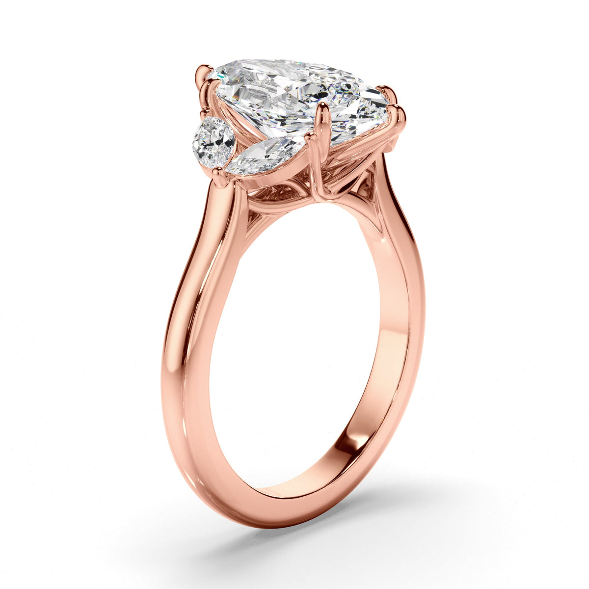 Marquise Cut Diamond Engagement Ring with Marquise Sides