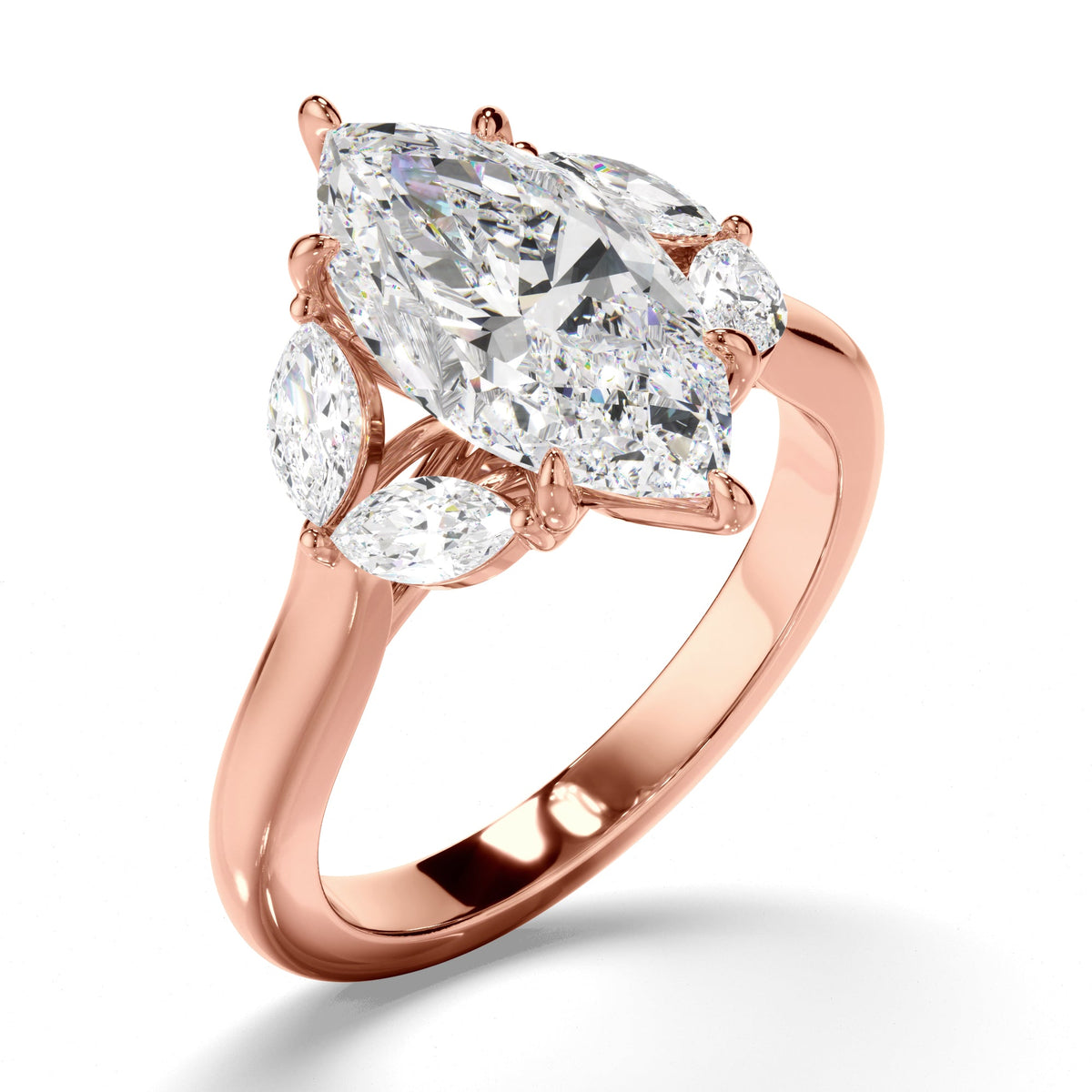 Marquise Cut Diamond Engagement Ring with Marquise Sides