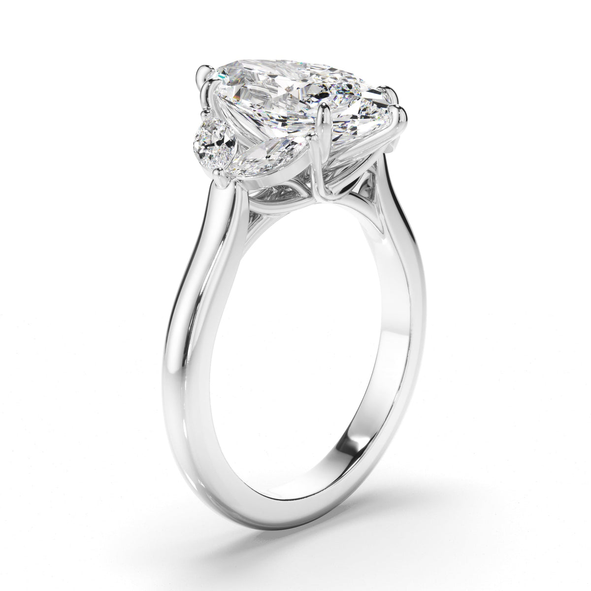 Marquise Cut Diamond Engagement Ring with Marquise Sides