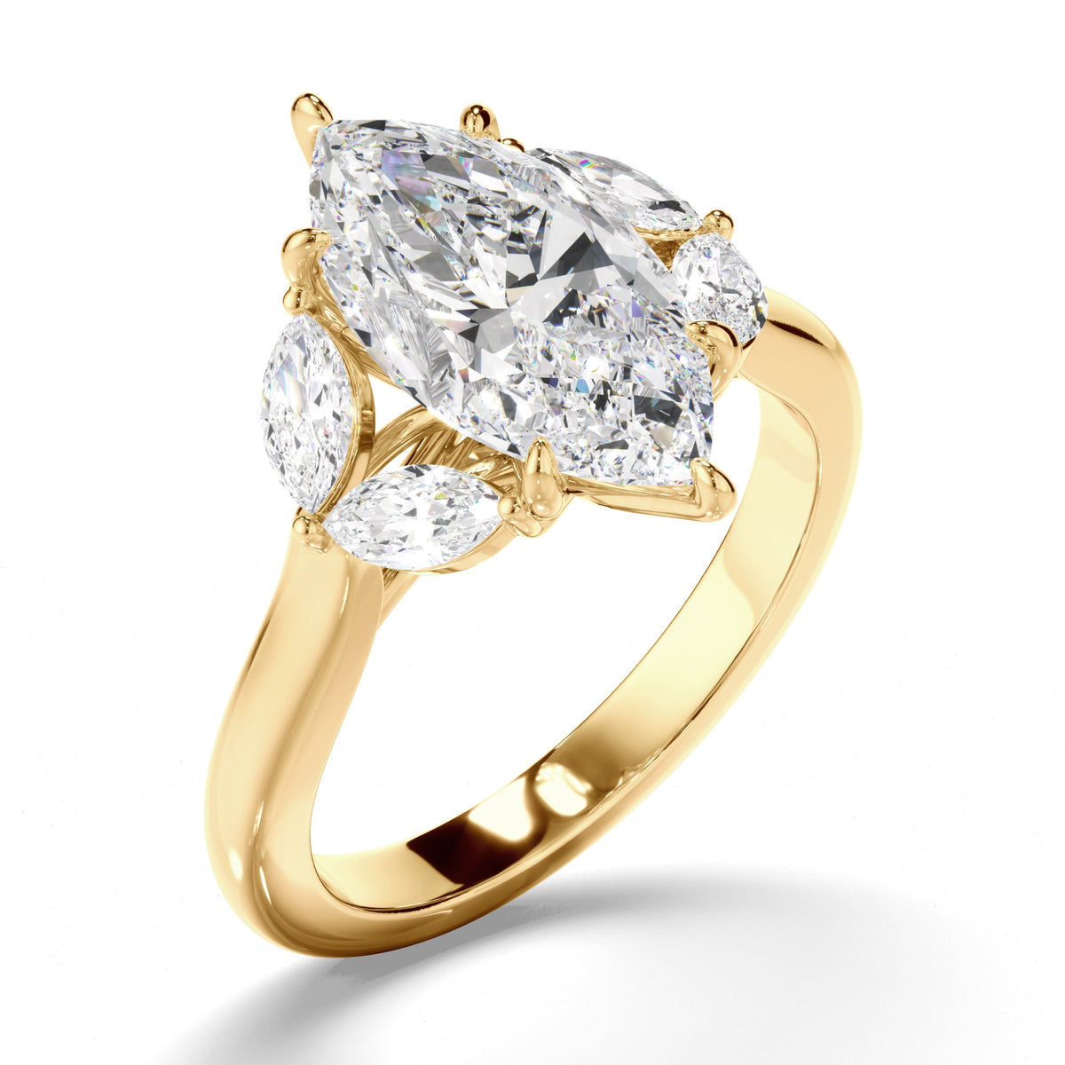 Marquise Cut Diamond Engagement Ring with Marquise Sides