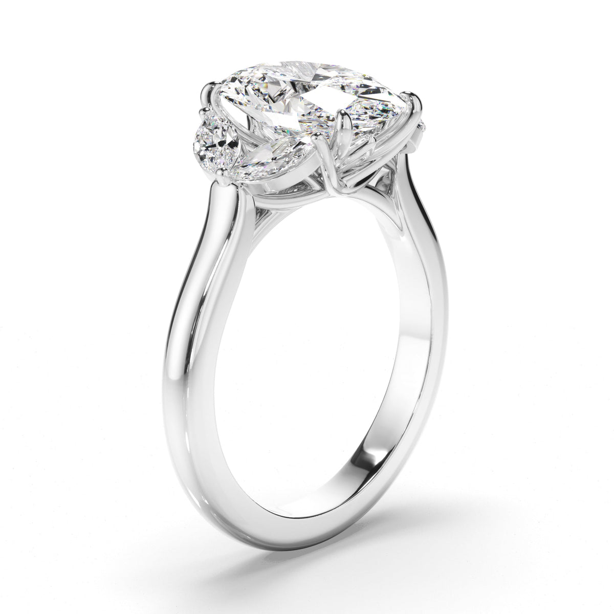 Oval Cut Diamond Engagement Ring with Marquise Sides