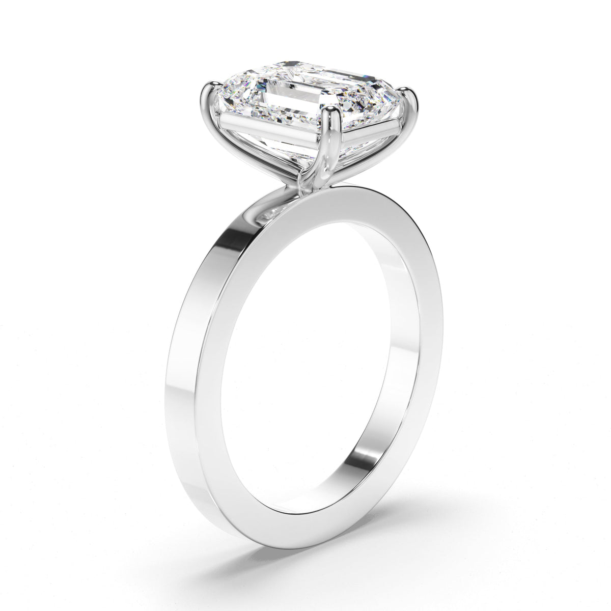 Emerald Cut Diamond Solitaire Engagement Ring