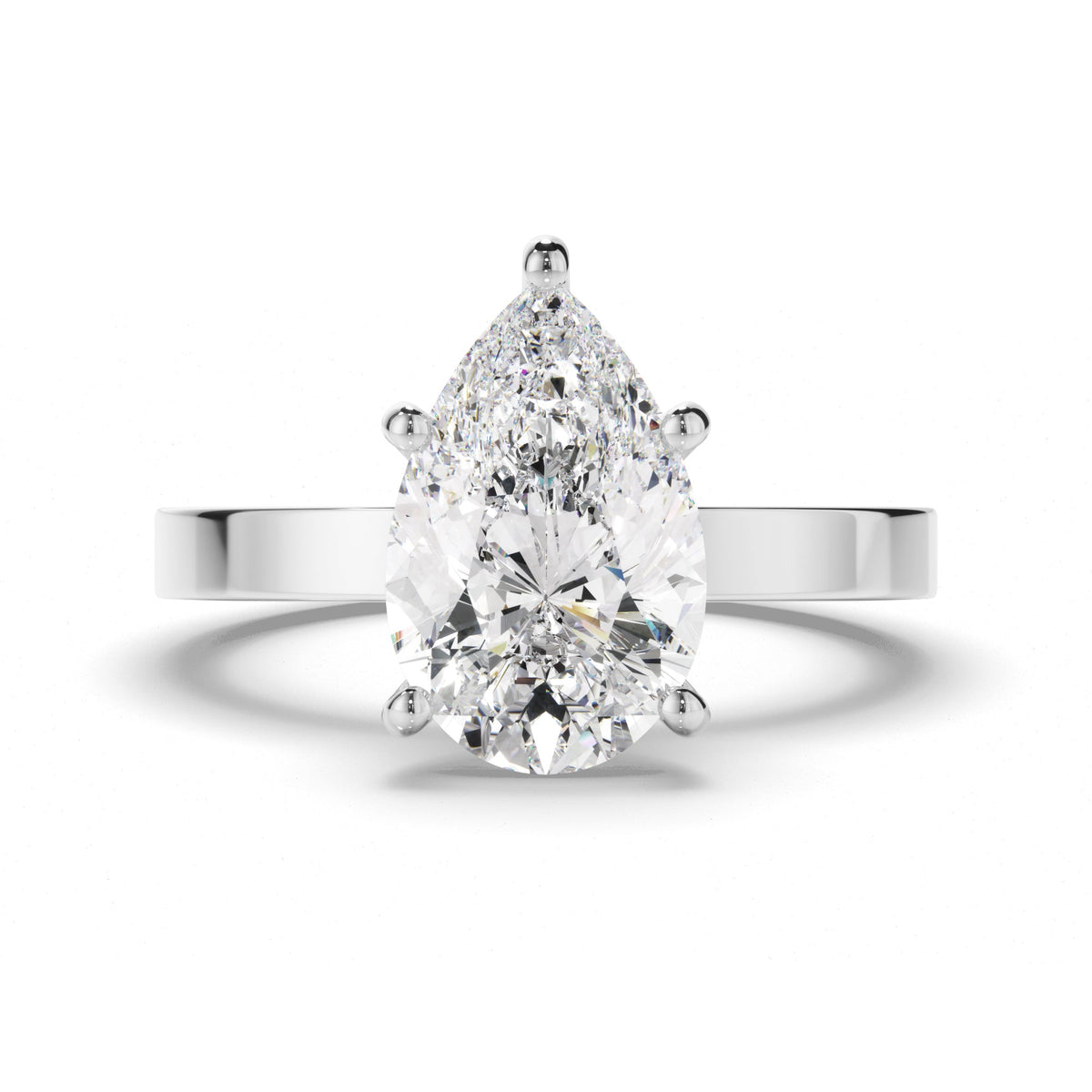 Pear Cut Diamond Solitaire Engagement Ring