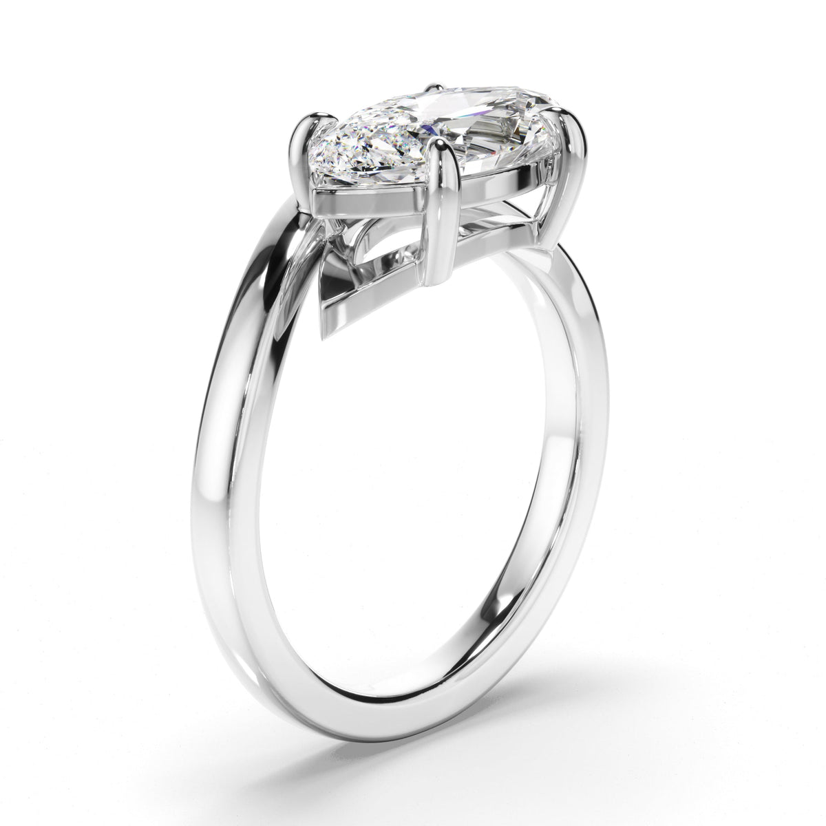 Marquise Cut Diamond Wave Set Engagement Ring