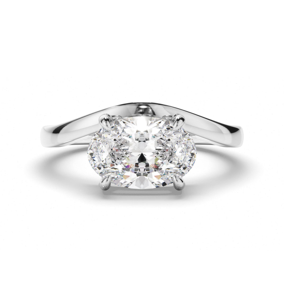 Oval Cut Diamond Wave Set Engagement Ring