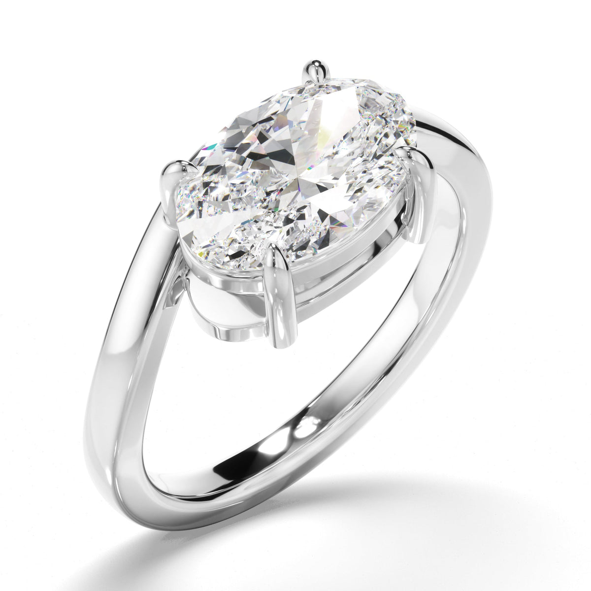 Oval Cut Diamond Wave Set Engagement Ring