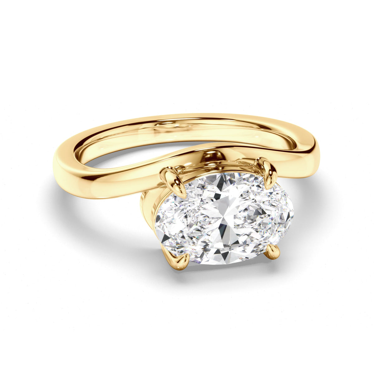 Oval Cut Diamond Wave Set Engagement Ring